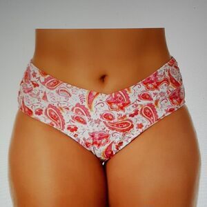New Time &‎ Tru Plus Size Paisley Bikini Bottom 1X (16-18W) New With Tags